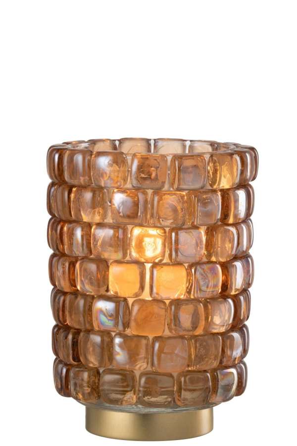 HURRICANE SQUARE MOSAIC GLASS COGNAC LARGE