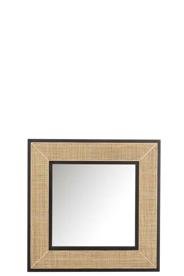 MIRROR MOLLY EXOTIC WOOD / BLACK RATTAN SMALL