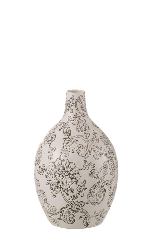 VASE ZEN ROUND PORCELAIN WHITE/BLACK