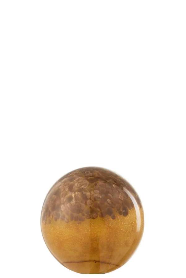 PAPERWEIGHT LAYERS GLASS BROWN/OCHRE SMALL