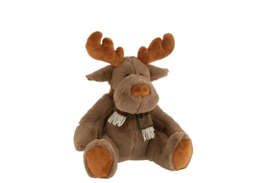 REINDEER+SCARF SITTING TEXTILE BROWN MEDIUM