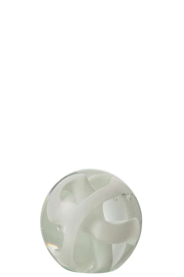 PAPERWEIGHT GARLAND GLASS WHITE SMALL