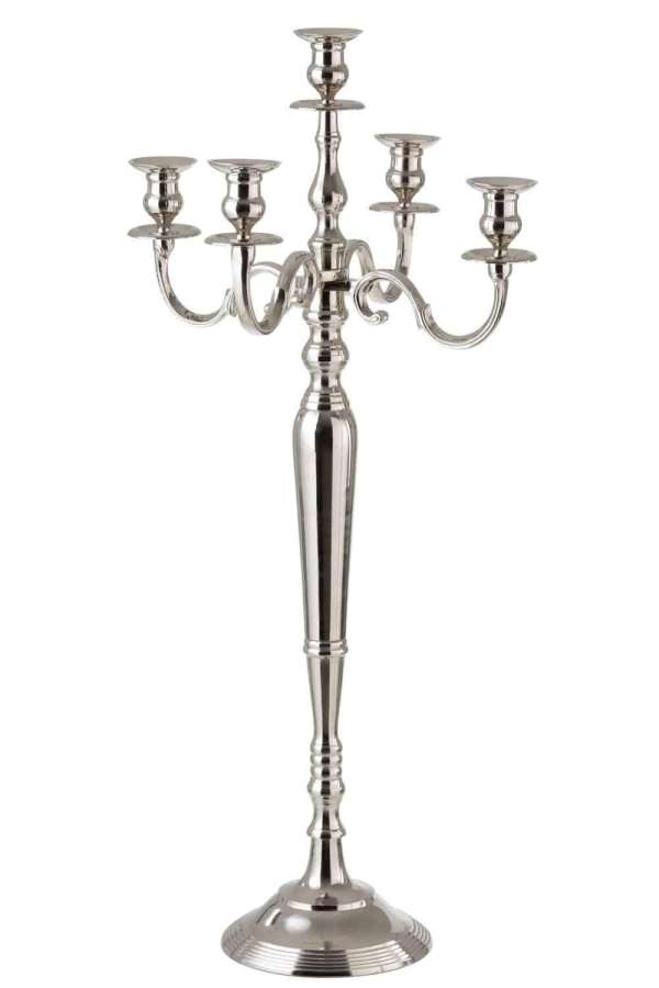 CANDLEHOLDER 5 ARMS CLASSIC ALUMINIUM SILVER LARGE