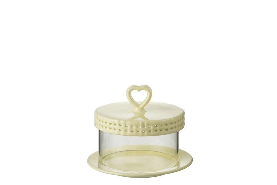 CAKE PLATE UNDER GLASS CERAMIC YELLOW SMALL
