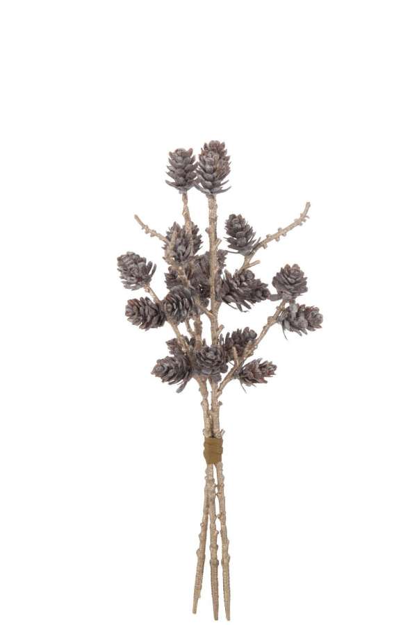 BUNDLE PINE CONES PLASTIC BROWN/GOLD