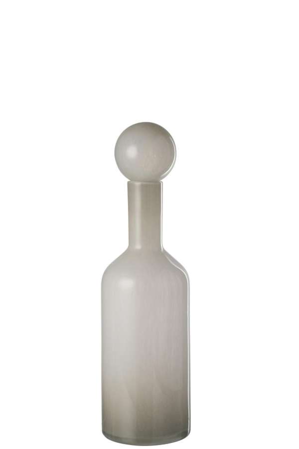VASE BOTTLE+CAP PLAIN GLASS GREY SMALL