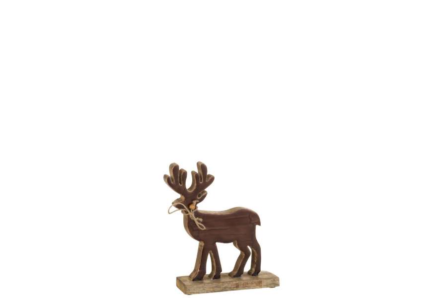 FIGURINE REINDEER WOOD BROWN SMALL