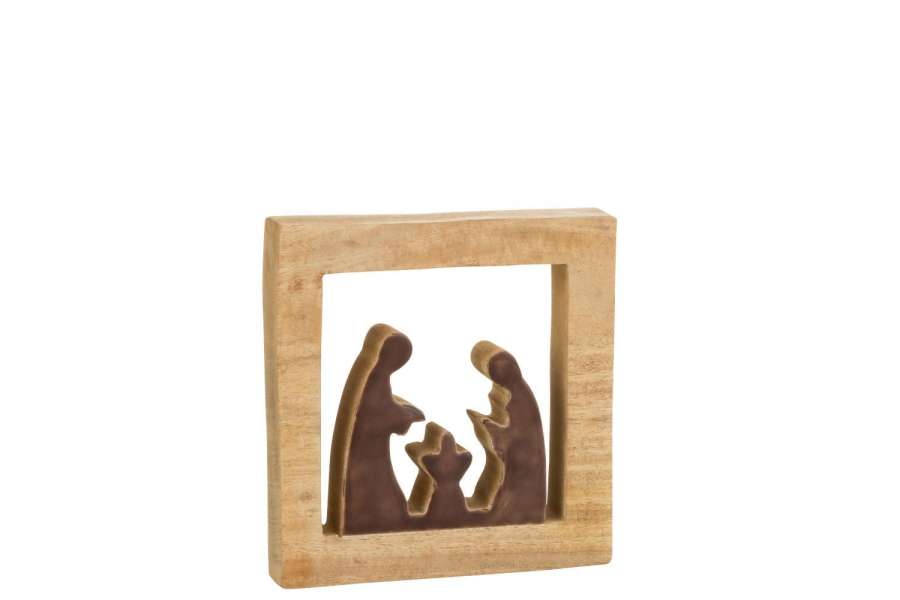 CRECHE SQUARE WOOD BROWN/WHITE LARGE