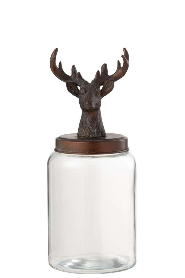 JAR DEER GLASS/RESIN TRANSPARENT/BRONZE LARGE
