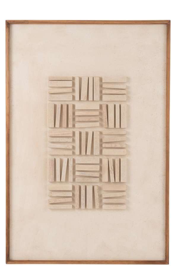 WALL DECORATION JOHN PINE WOOD/CANVAS WHITE