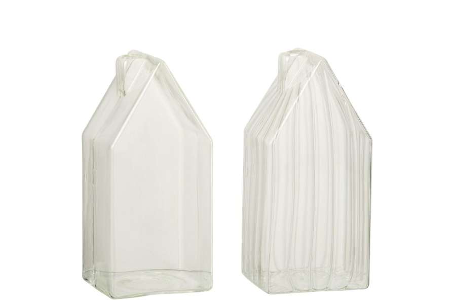 HOUSE PLAIN/STRIPED GLASS TRANSPARENT LARGE ASSORTMENT OF 2