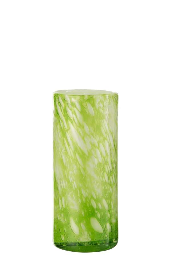 VASE MARBLE GLASS GREEN/WHITE LARGE