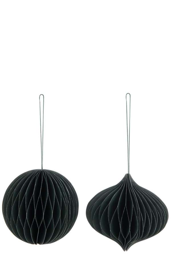 XMAS BALL PAPER GREEN LARGE ASSORTMENT OF 2