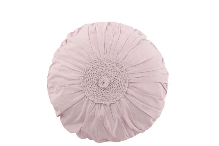 CUSHION ROUND LACE COTTON VIOLET