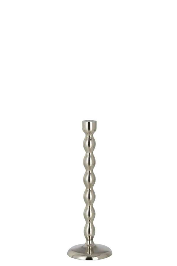 CANDLESTICK SPHERE SHINY ALUMINIUM SILVER SMALL