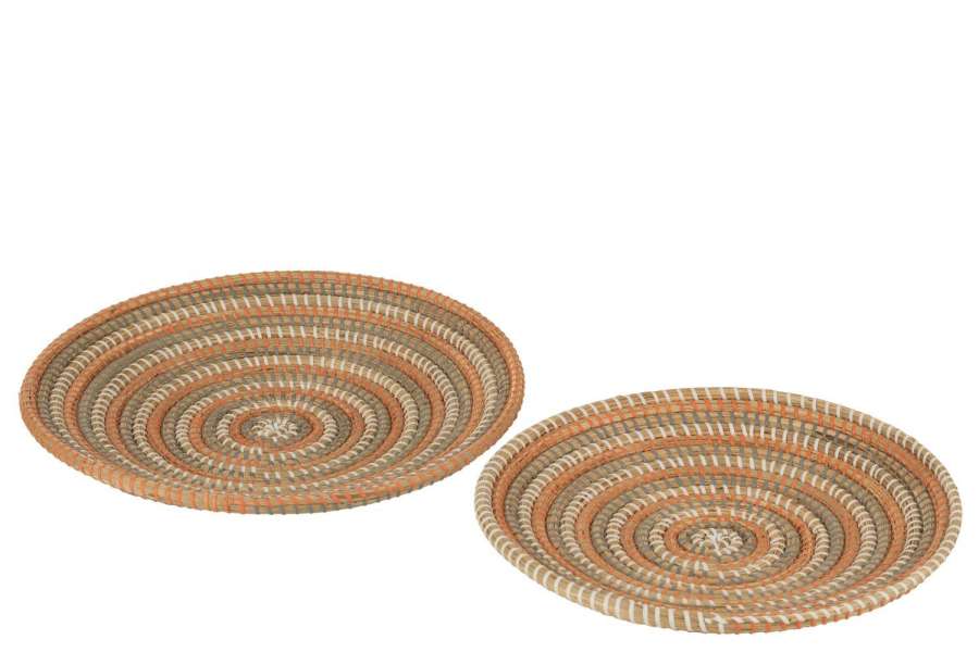 SET 2 SERVICE PLATE CIRCLE SEAGRASS MIX
