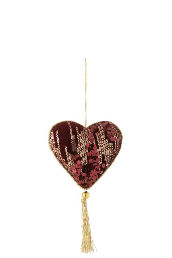 HEART HANGER SEQUIN TEXTILE BURGUNDY