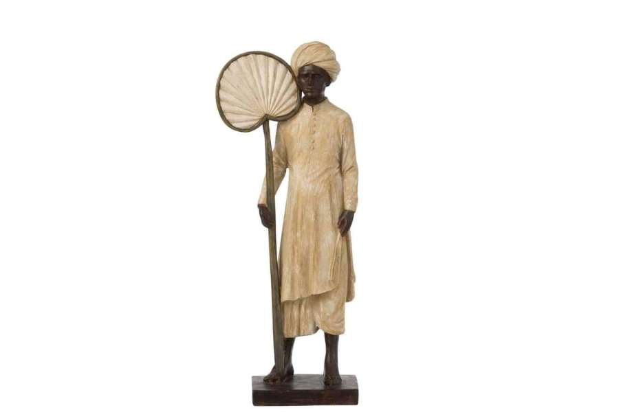 INDIAN FIGURE STANDING POLY BEIGE/BROWN