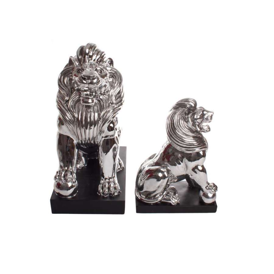 Figur Løve Sølv Brøl Liten 25X35Cm