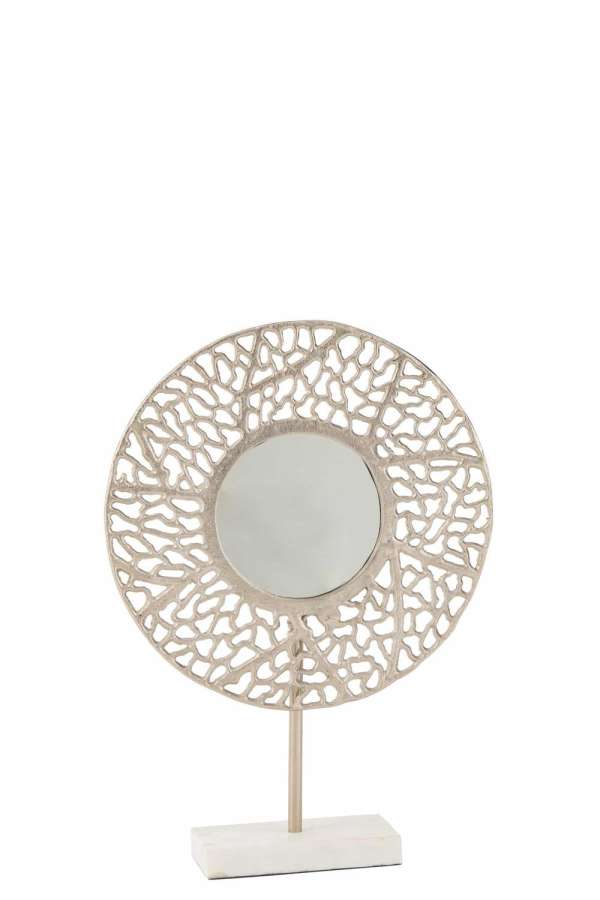 CORAL MIRROR MARBLE BASE  METAL CHAMPAGNE