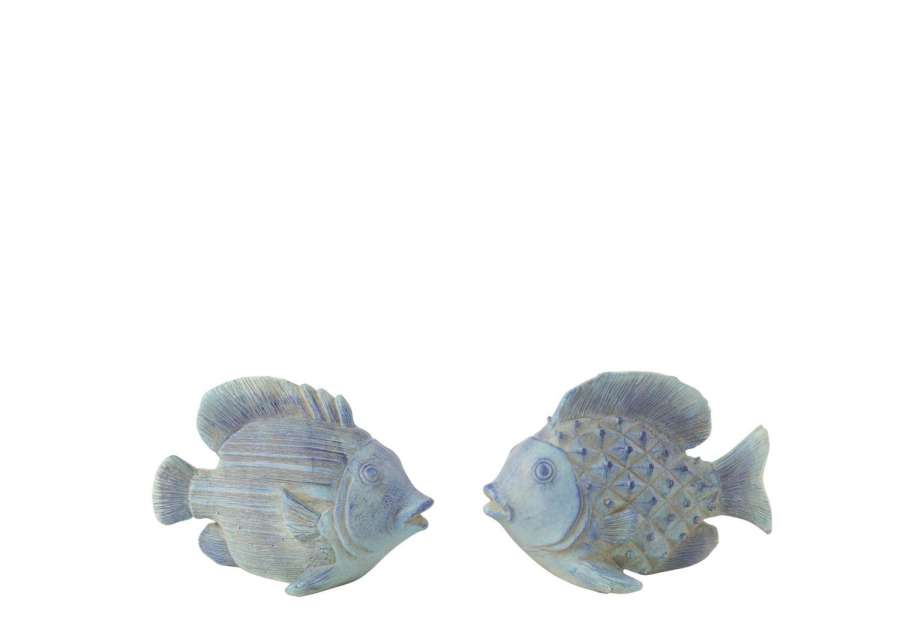 FISH STRIPES+RHOMBUS POLYRESIN BLUE ASSORTMENT OF 2