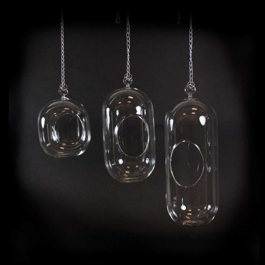 Glassheng Rund Liten M/Kjetting 12X16Cm