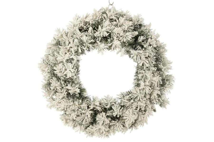 CHRISTMAS WREATH+LED WARM WHITE PLASTIC SNOWY GREEN LARGE