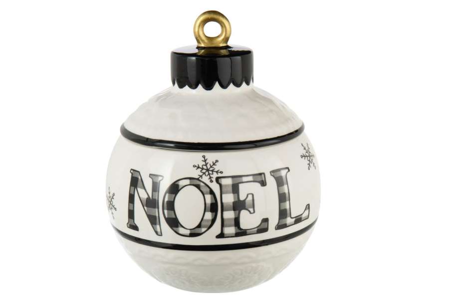 STORAGE JAR CHRISTMAS BALL ROUND DOLOMITE WHITE/BLACK
