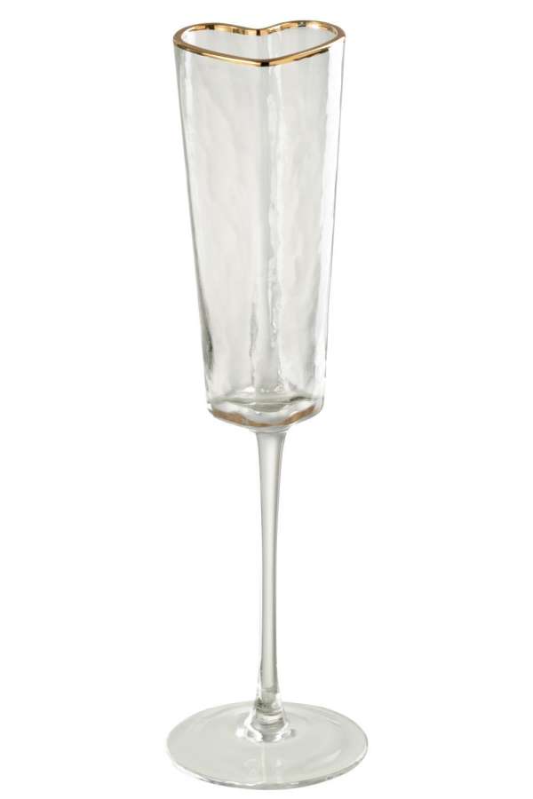 CHAMPAGNE GLASS HEART GLASS GOLD/TRANSPARENT