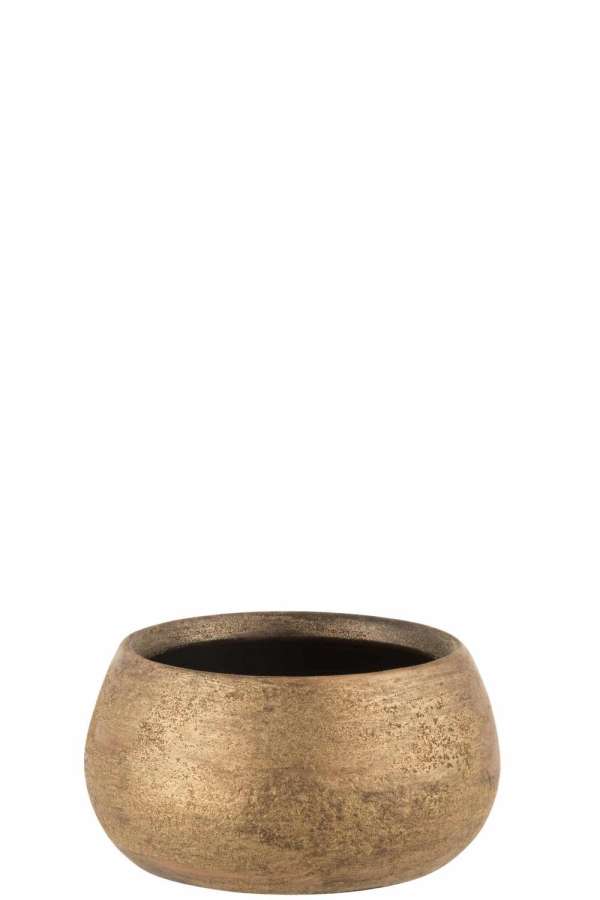 FLOWERPOT IRREGULAR LOW ROUGH CERAMIC GOLD