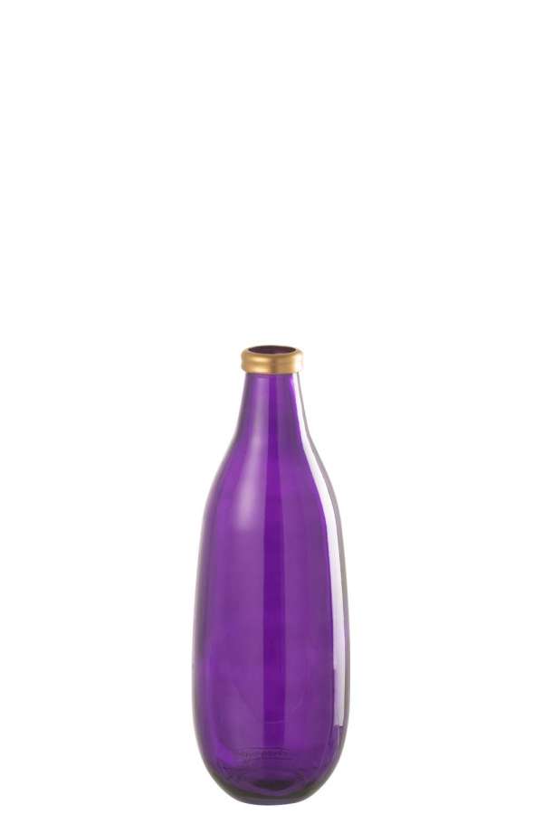 VASE GOLD RIM GLASS PURPLE MEDIUM