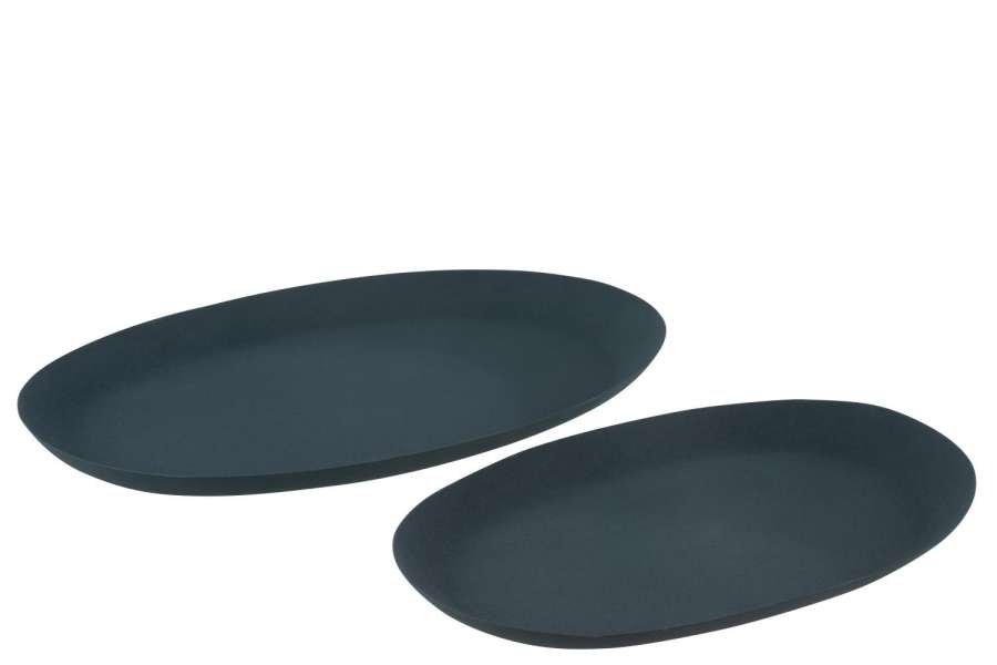 SET OF 2 PLATES OVAL IRON BLUE