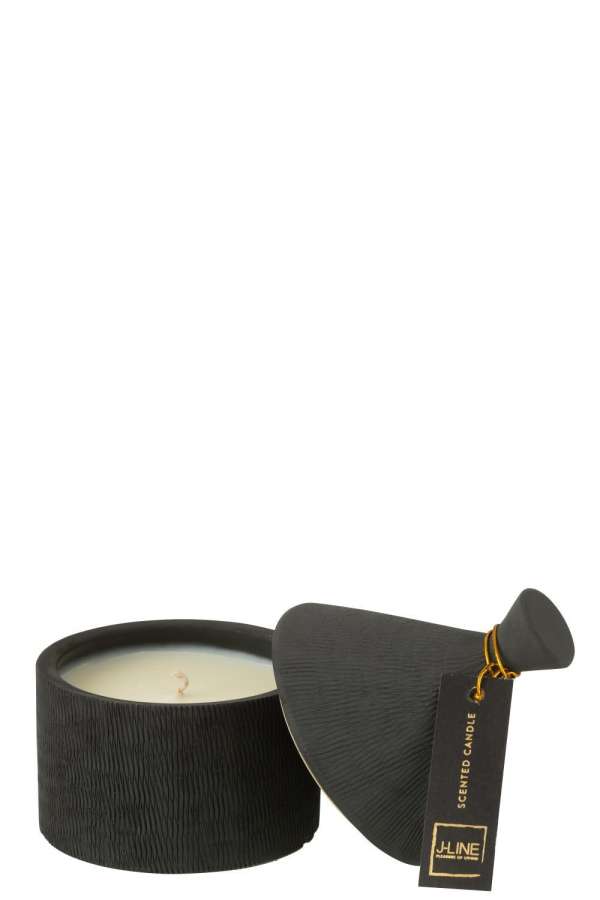 CANDLE CERAMIC JAR RAIN REEF WAX BLACK-40H