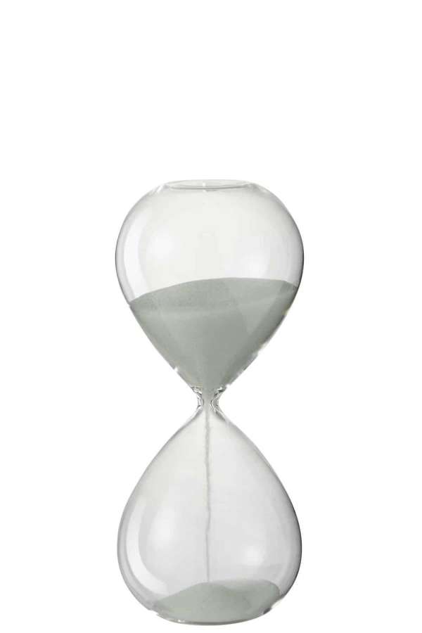 HOURGLASS DECO GLASS/SAND WHITE MEDIUM