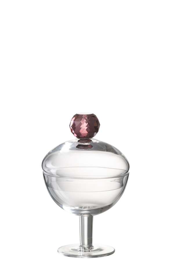 STORAGE JAR DIAMOND CRYSTAL GLASS TRANSPARENT/PINK SMALL