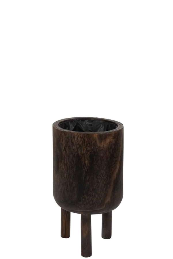 FLOWERPOT ON FOOT PAULOWNIA WOOD BROWN SMALL