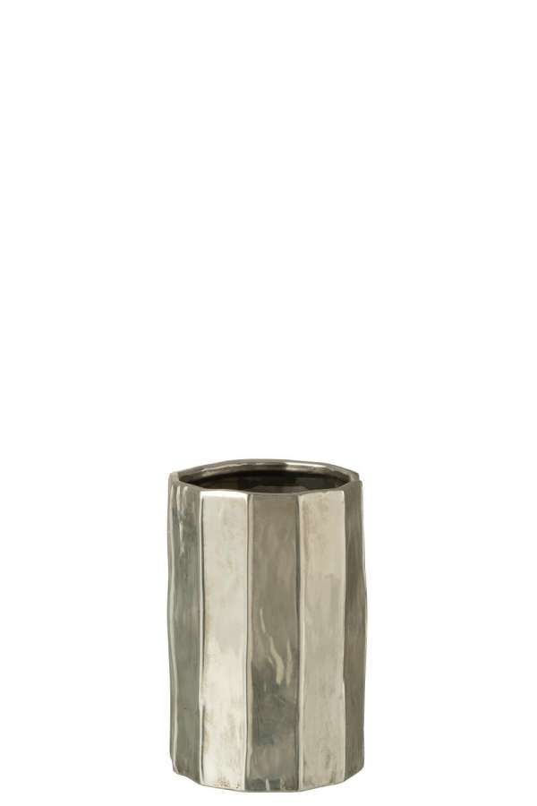 FLOWER POT ARY CLAY SILVER MEDIUM