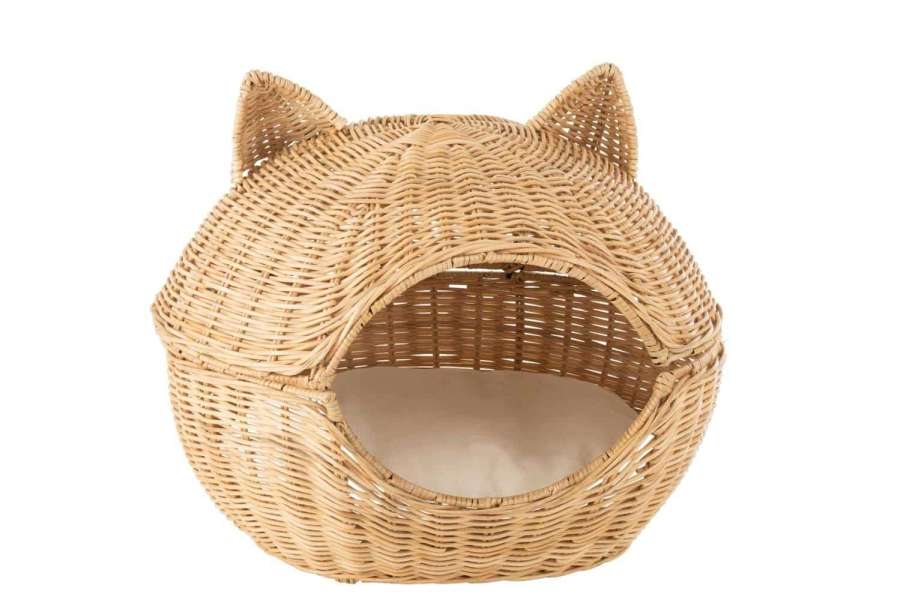 CAT BASKET+CUSHION RATTAN LIGHT NATURAL