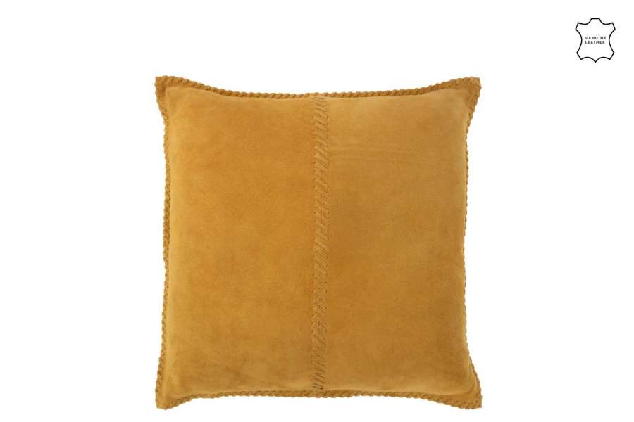 CUSHION CENTRE LINE LEATHER MUSTARD