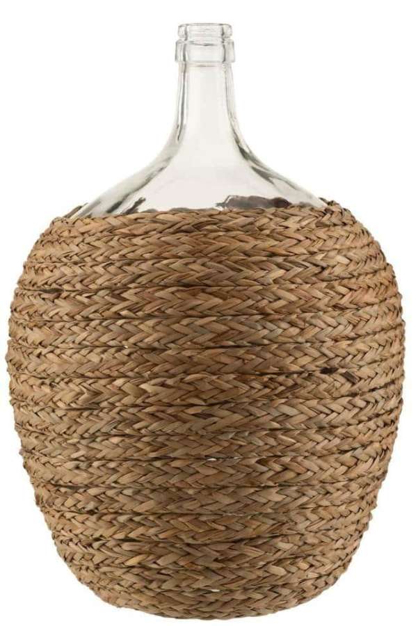 BOTTLE COVERED GRASS/GLASS NATURAL LARGE