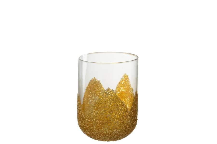 CANDLEHOLDER STRASS GLASS TR/GOLD MEDIUM