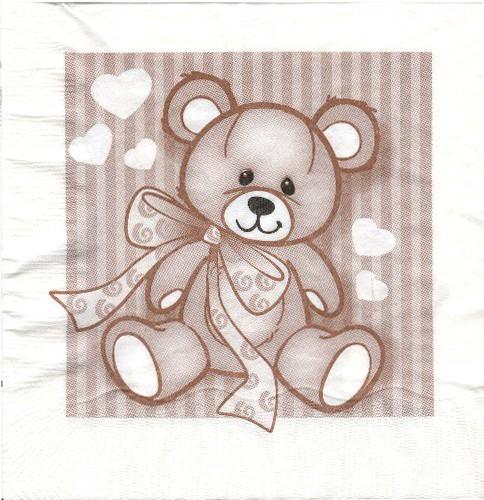 Serviett Lunch  33X33Cm Bamse Brun