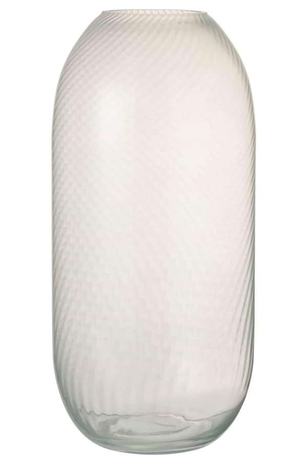 VASE ROUND RIDGES HIGH GLASS WHITE