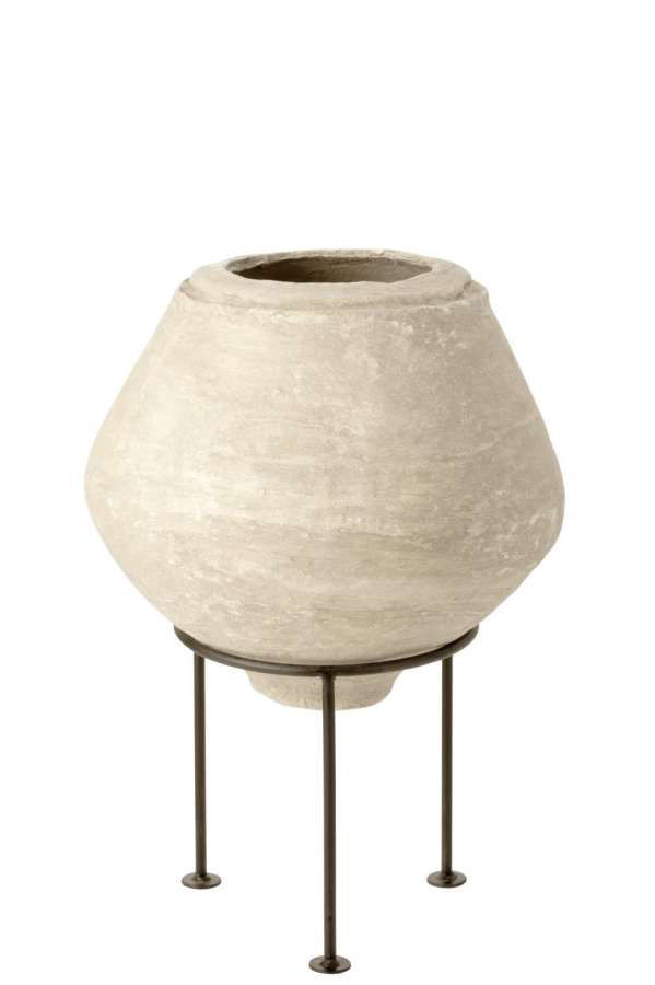POT ON FOOT CHAD PAPIER MACHE WHITE