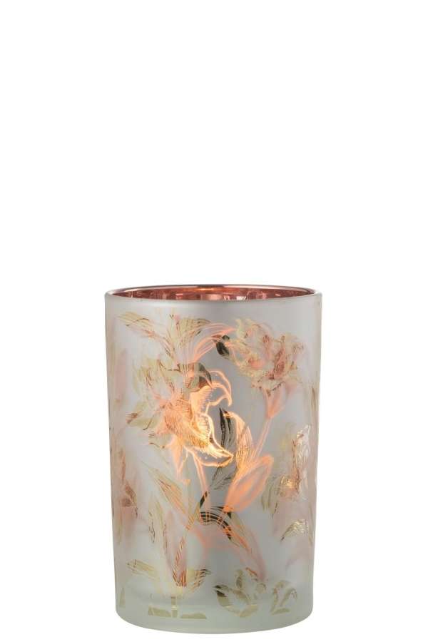 HURRICANE FLOWERS GLASS MAT WHITE/RED/GOLD LARGE