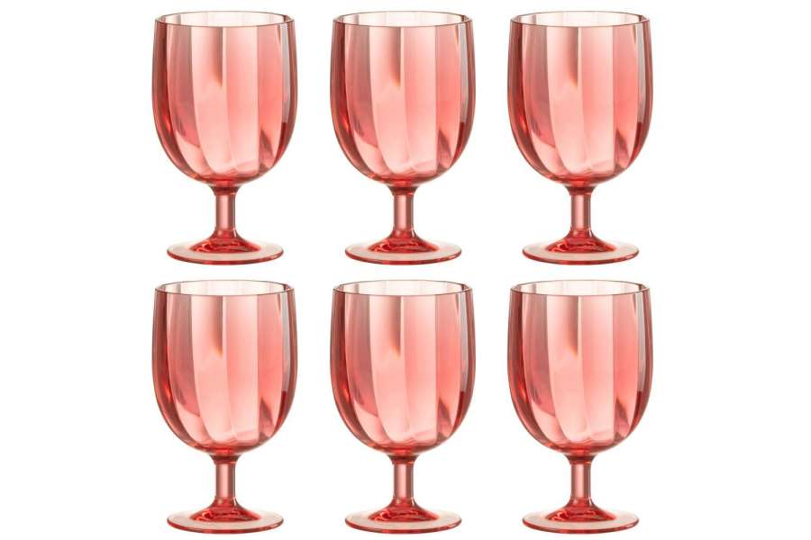 BOX OF 6 PIECES WINE GLASS PLASTIC RED