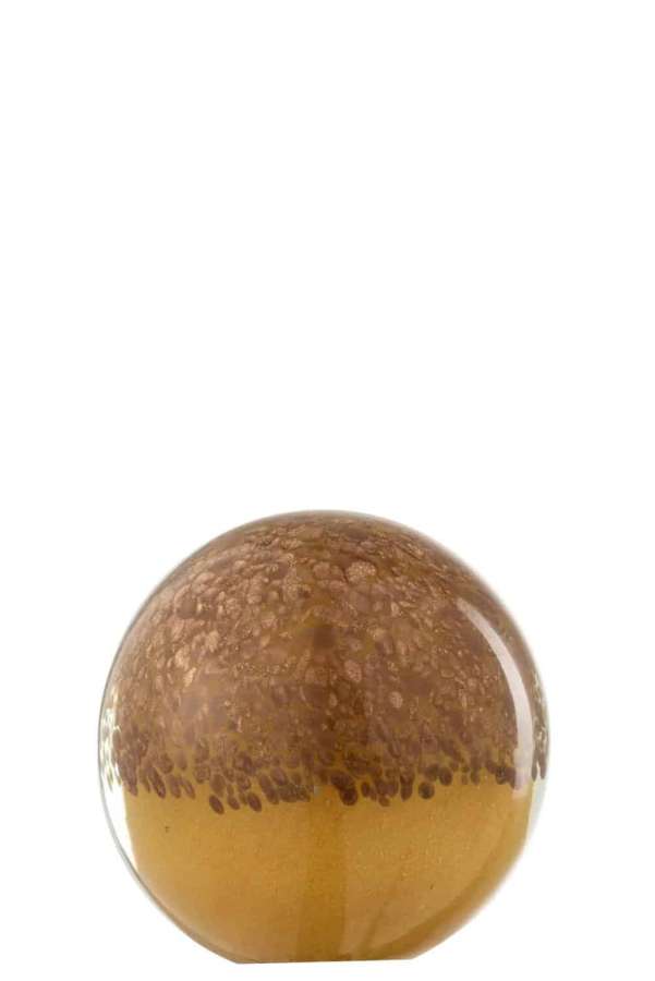 PAPERWEIGHT LAYERS GLASS BROWN/OCHRE LARGE
