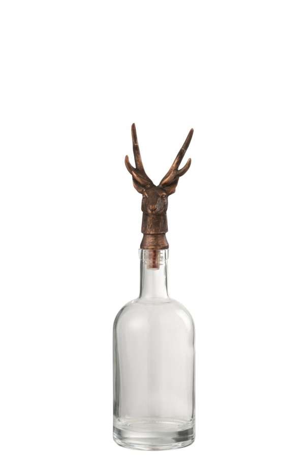 BOTTLE DEER GLASS/RESIN TRANSPARENT/BRONZE