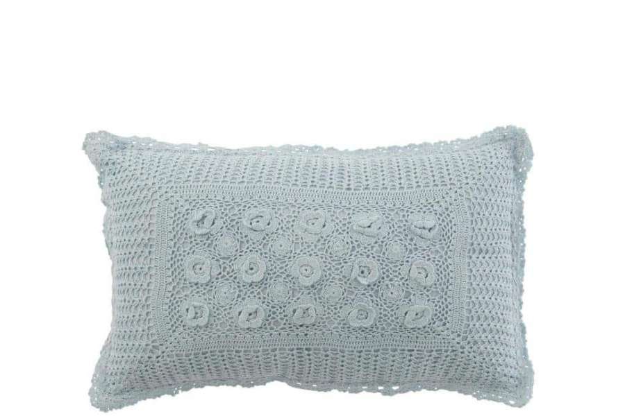 CUSHION RECTANGLE LACE COTTON BLUE