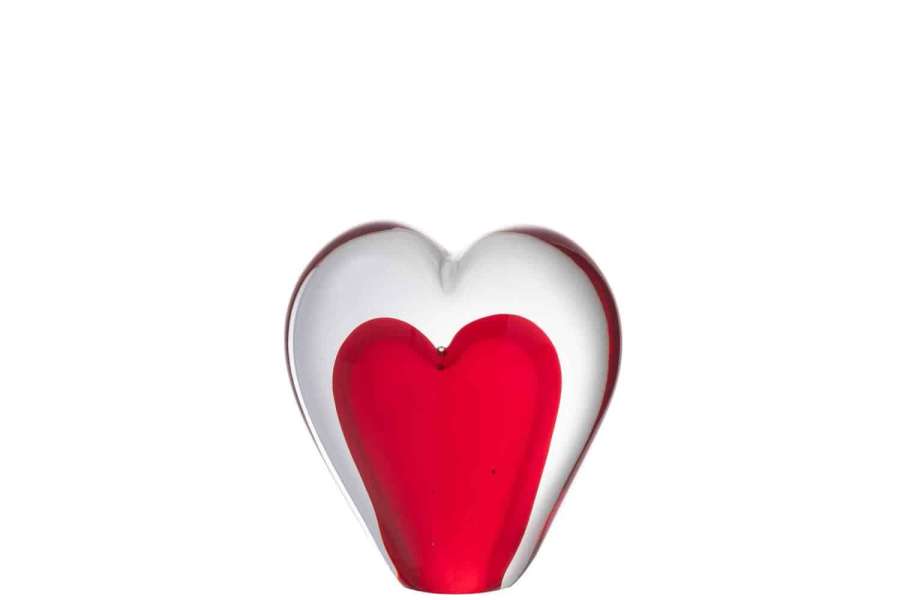 PAPERWEIGHT HEART STANDING GLASS RED